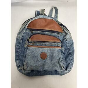 90’s Rider Denim Backpack. Faux Leather Cover.